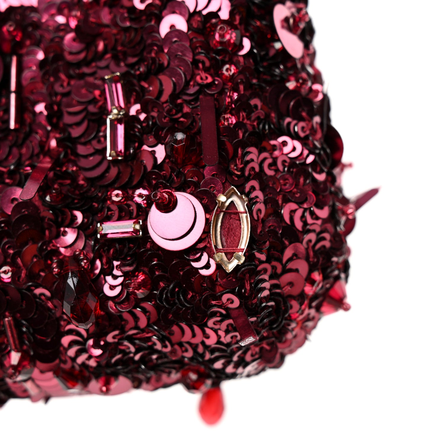 Dolce & Gabbana Sequin Crystal Embellished Marlene Chain Clutch Bordeaux Rosso 11 of 12