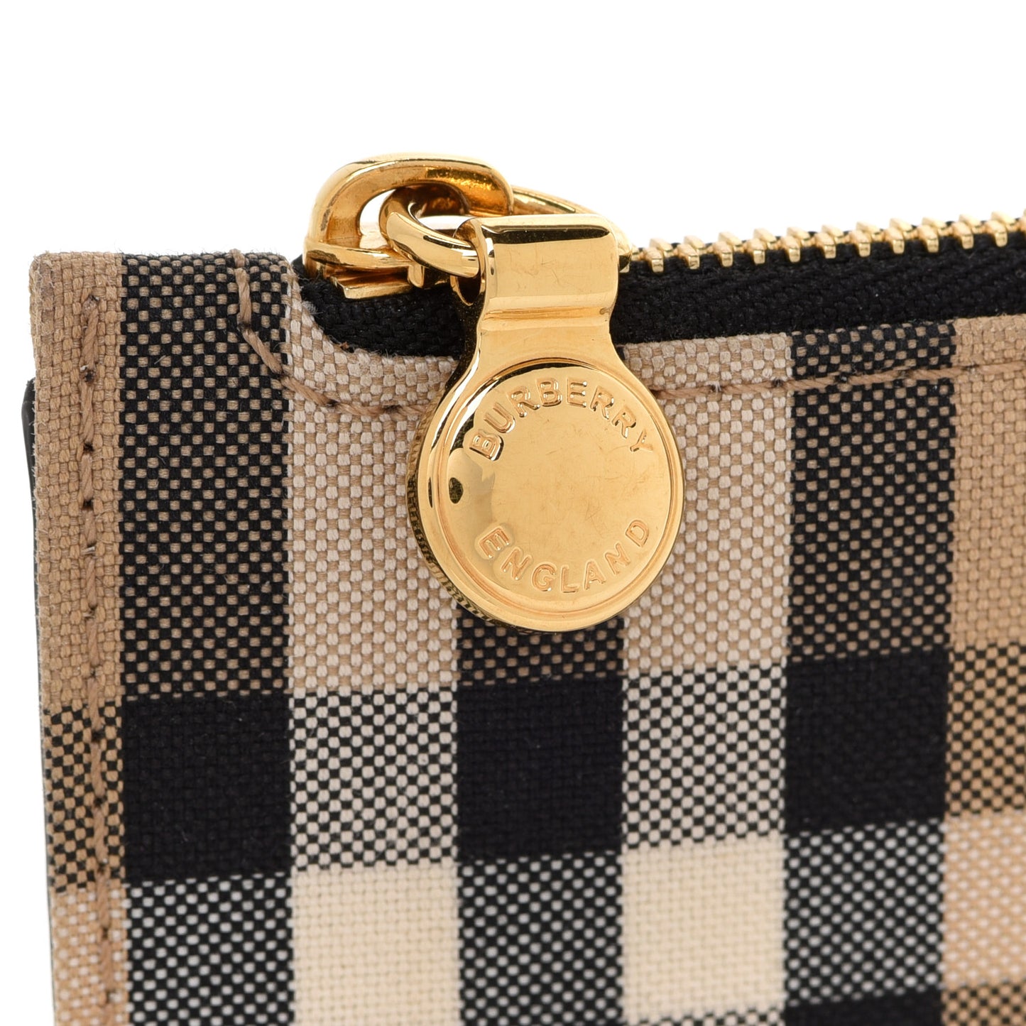 Vintage Check Calfskin Coin Case Card Holder Black