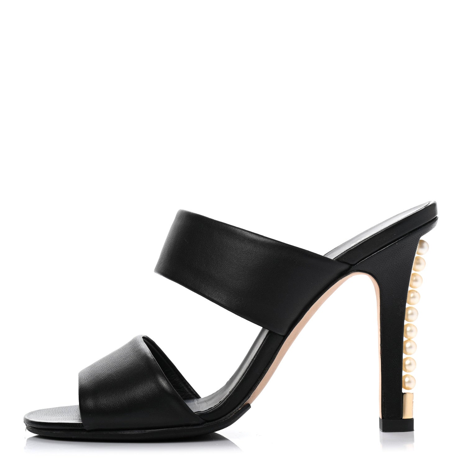 Chanel Lambskin Pearl Sandal Mules 38 Black 1 of 8