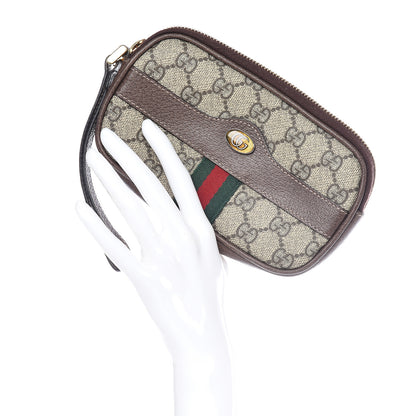 Gucci GG Supreme Monogram Ophidia Phone Case Wristlet Brown 2 of 9
