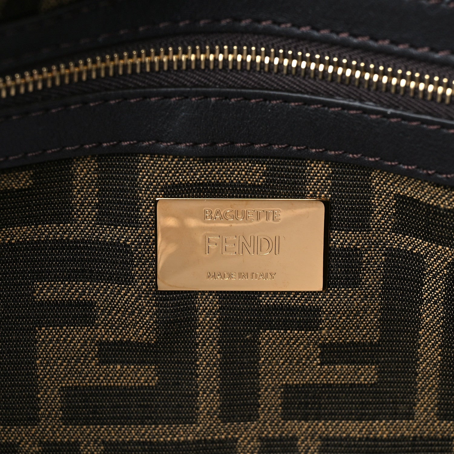 Fendi Fabric Jacquard FF 1974 Medium Baguette Tobacco Moro Black 6 of 8