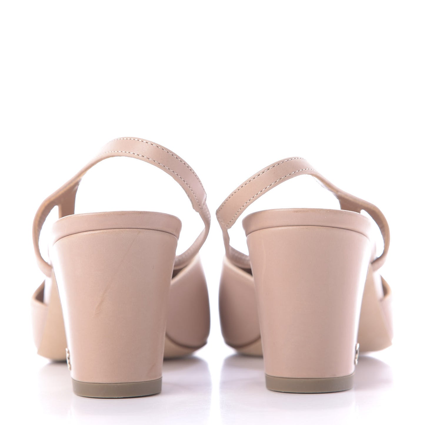 Glazed Calfskin Cap Toe CC Slingback Pumps 36 Beige Pink