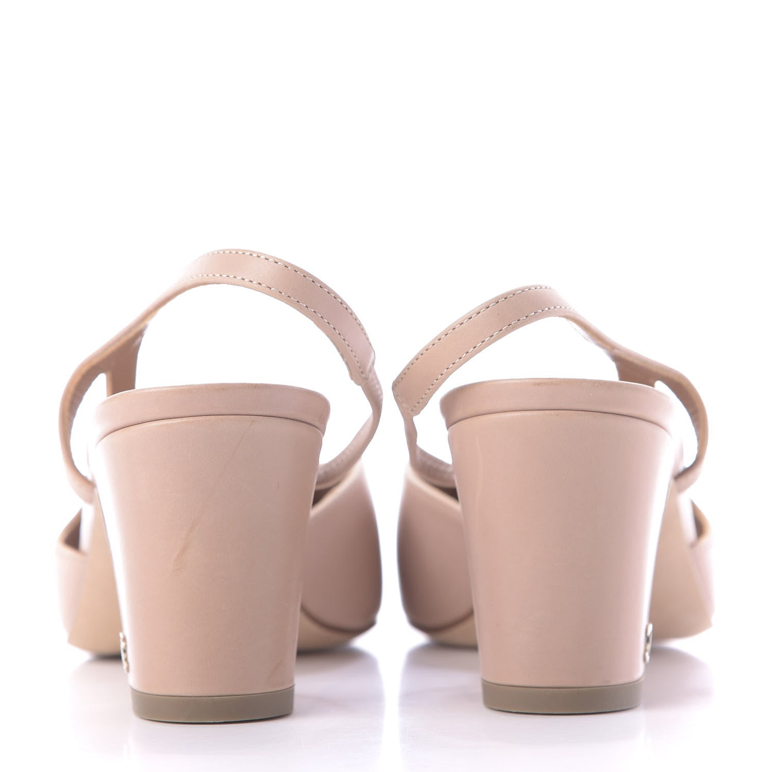 Chanel Glazed Calfskin Cap Toe CC Slingback Pumps 36 Beige Pink 5 of 11