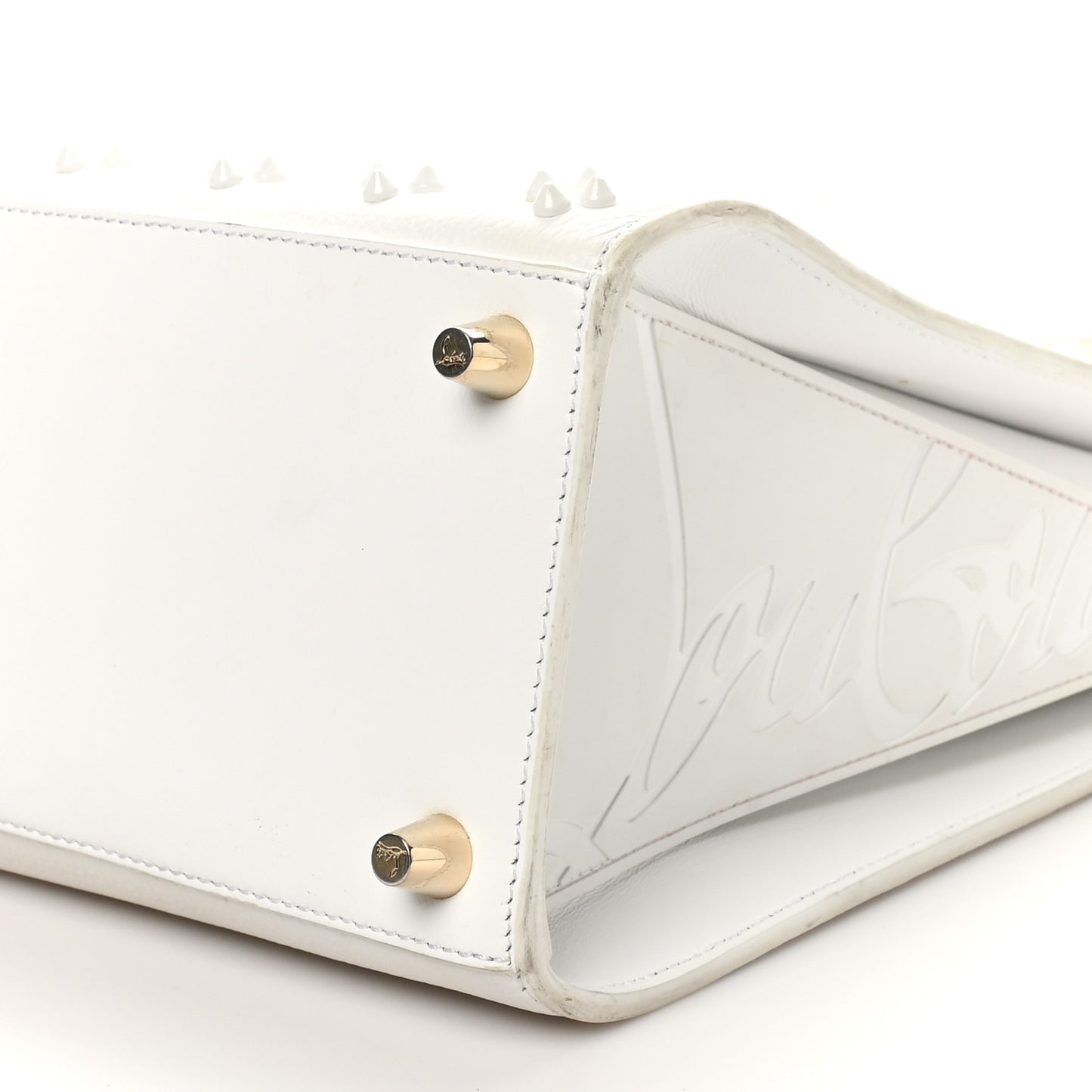 Calfskin Spikes Loubinthesky Medium Paloma White