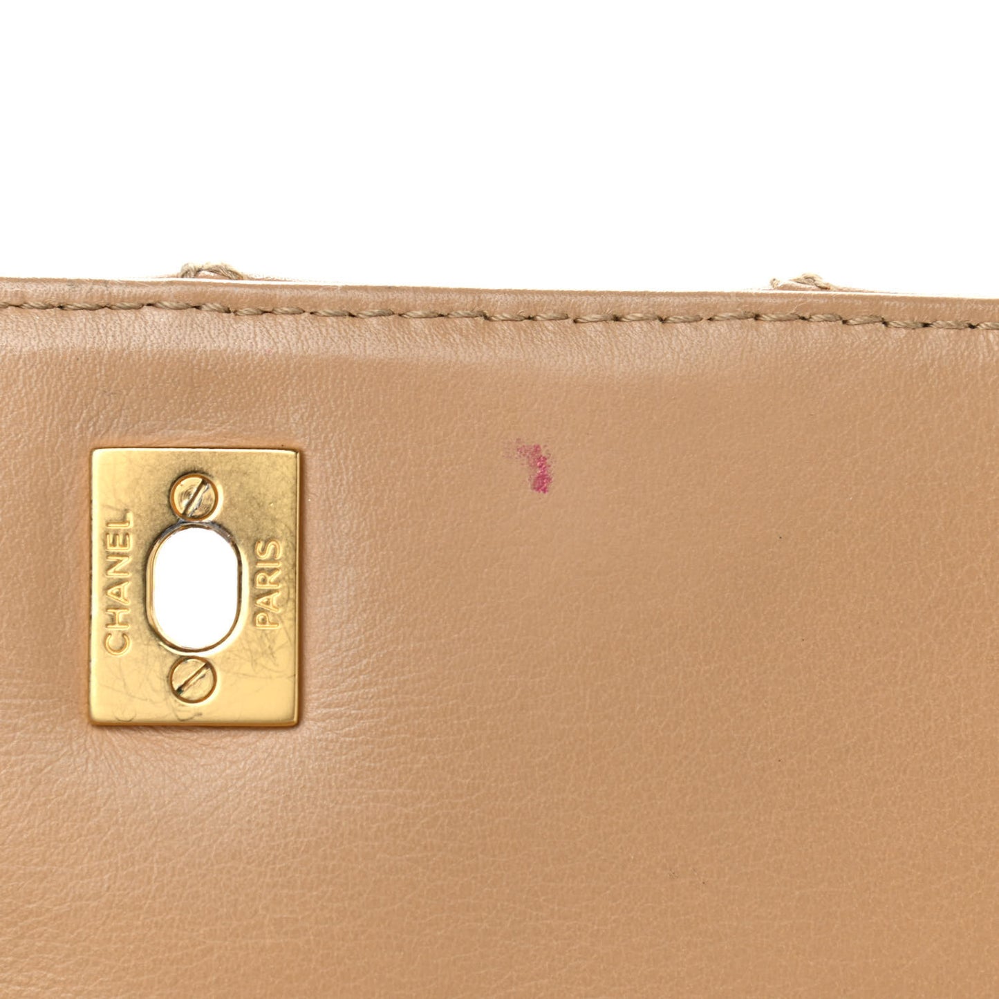Calfskin Quilted Medium Wild Stitch Flap Beige
