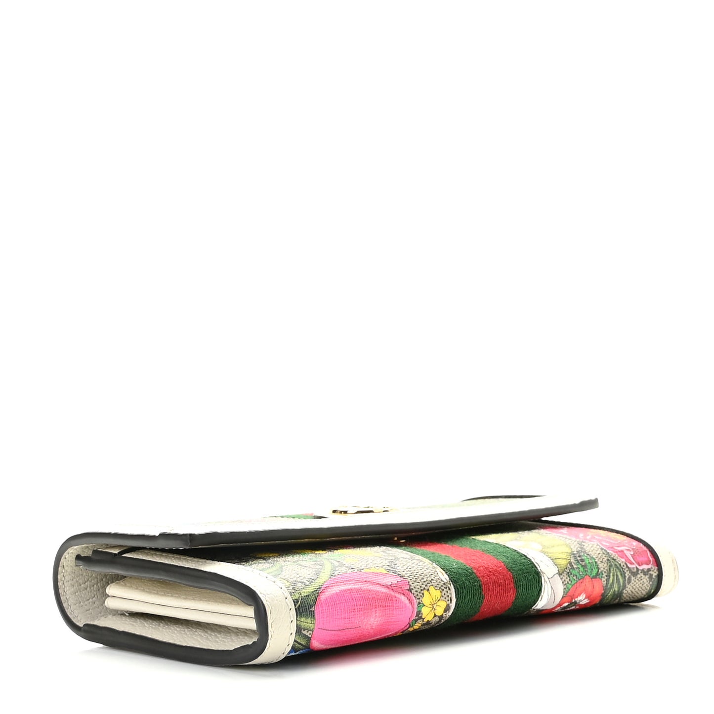 GG Supreme Monogram Flora Web Ophidia Continental Wallet White