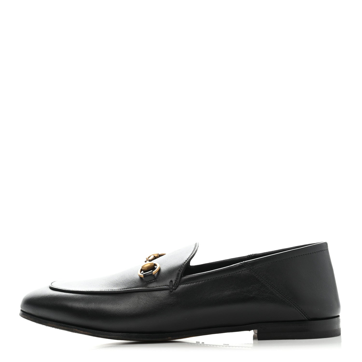 Gucci Lambskin Womens Brixton Horsebit Loafers 38.5 Black 1 of 8