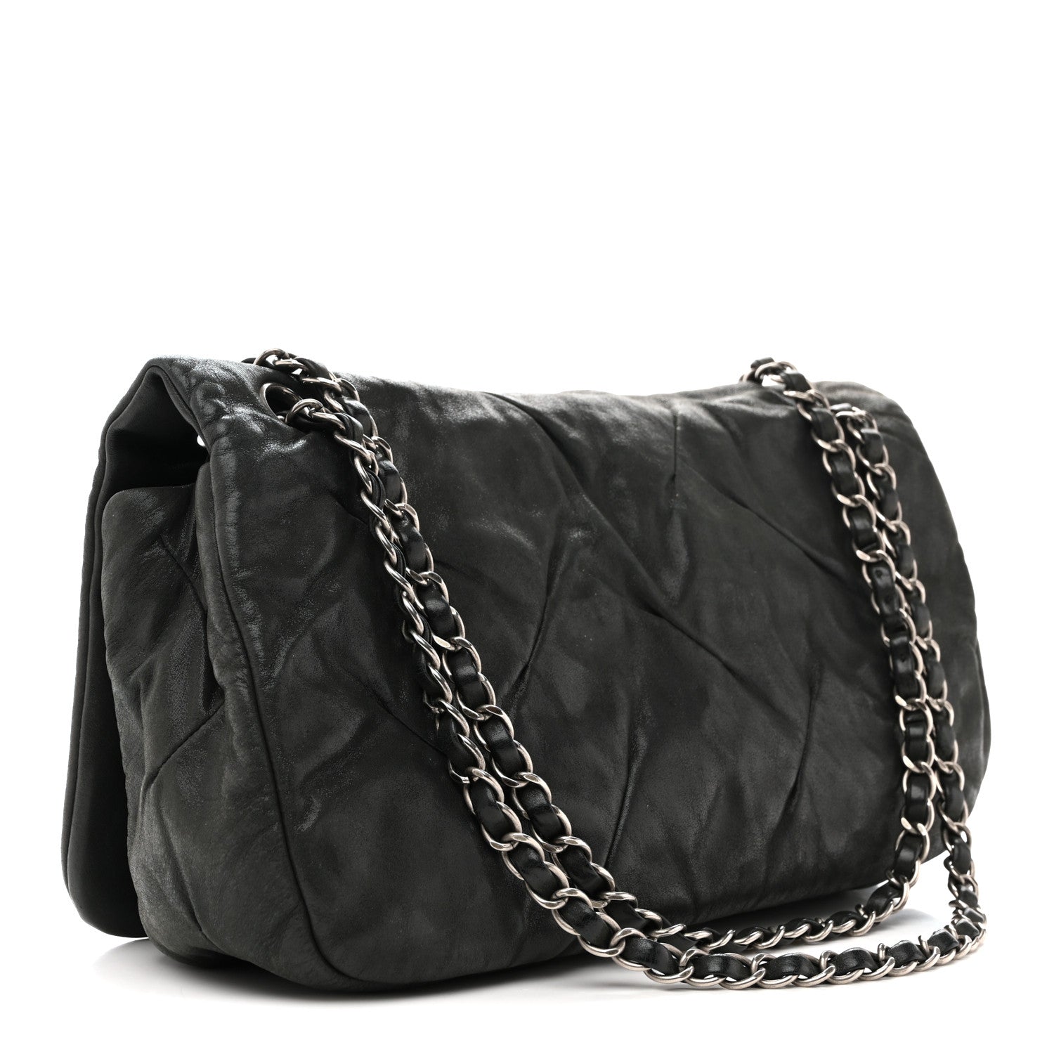 Chanel Iridescent Calfskin Glint Accordion Flap Black 1856955