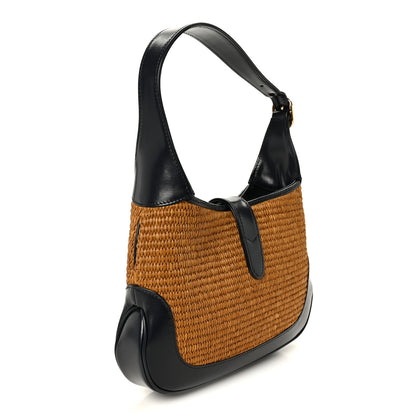 Gucci Straw Lux Boarded Dyana Lux Calfskin Small Jackie 1961 Hobo Natural Blue 3 of 10