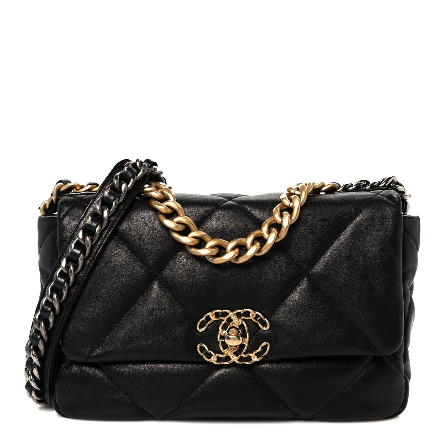 Goatskin Quilted Medium Chanel 19 Flap Black