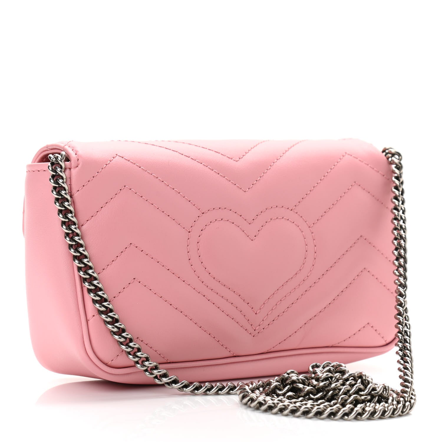 Gucci Calfskin Matelasse Super Mini GG Marmont Shoulder Bag Wild Rose 3 of 10