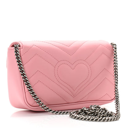 Gucci Calfskin Matelasse Super Mini GG Marmont Shoulder Bag Wild Rose 3 of 10