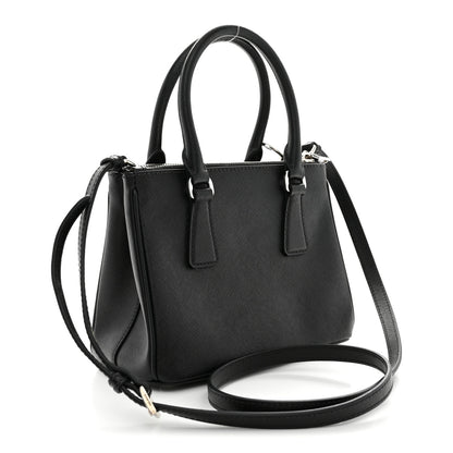 Prada Saffiano Lux Crystal Mini Galleria Double Zip Tote Black 3 of 13