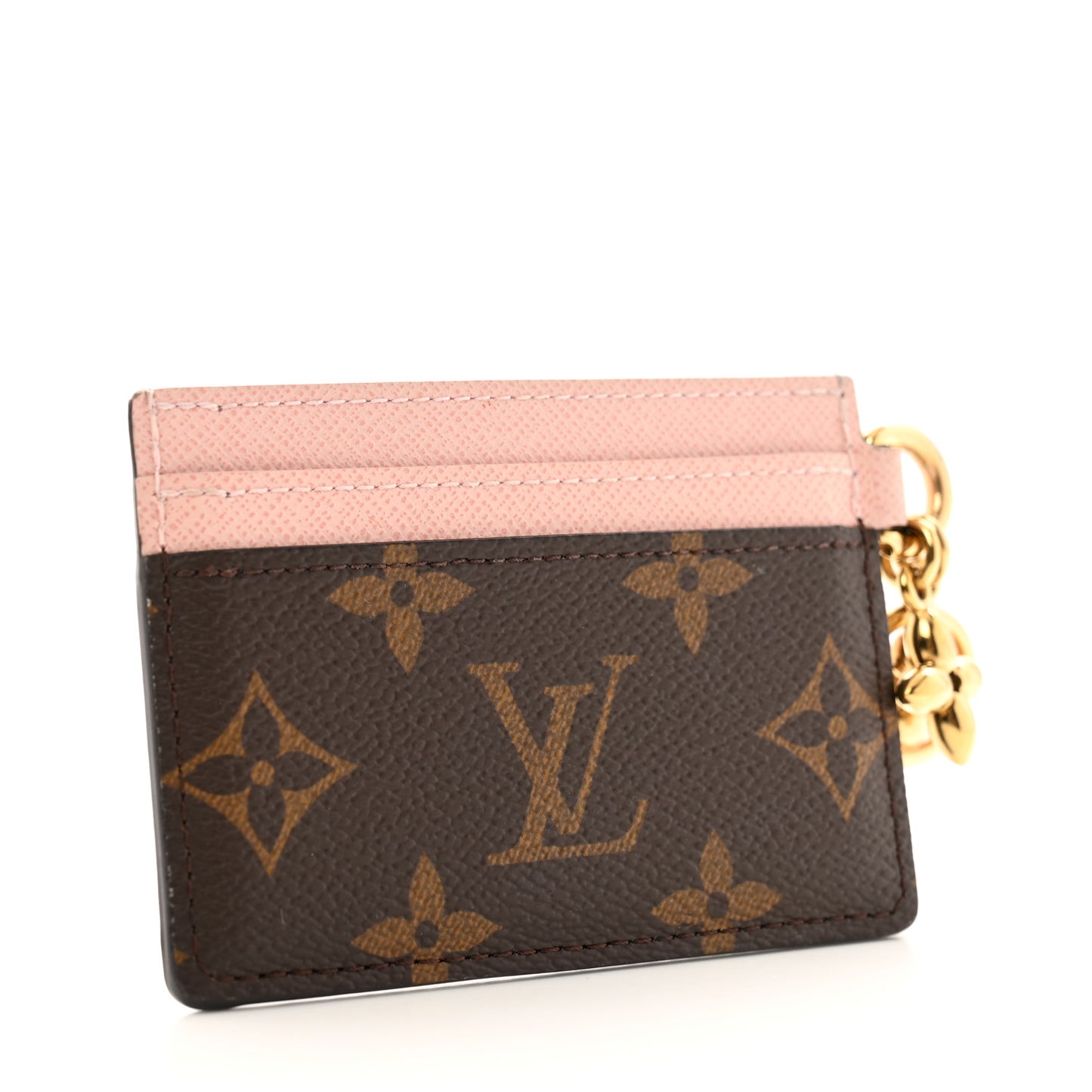 Monogram LV Charms Card Holder Rose Ballerine