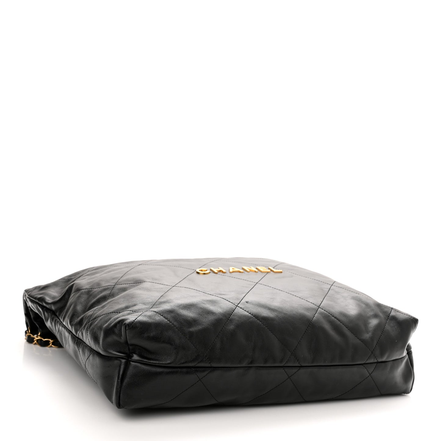 Shiny Calfskin Quilted Large Chanel 22 Black