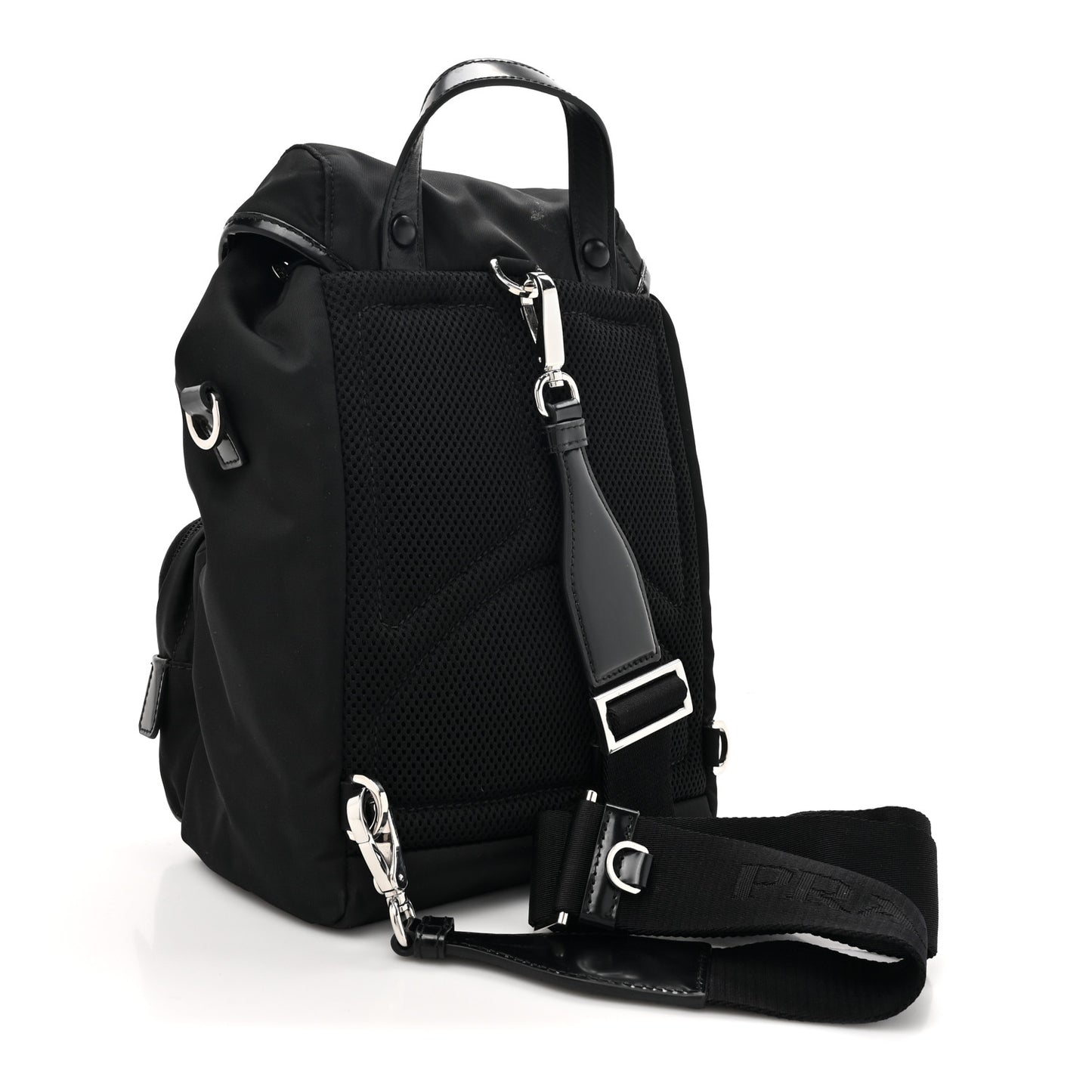 Nylon Brushed Calfskin Mini Backpack Black