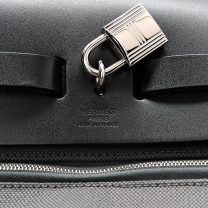 Hermes Military Toile Vache Hunter Herbag Messenger 39 Gris Fumee Black 7 of 11