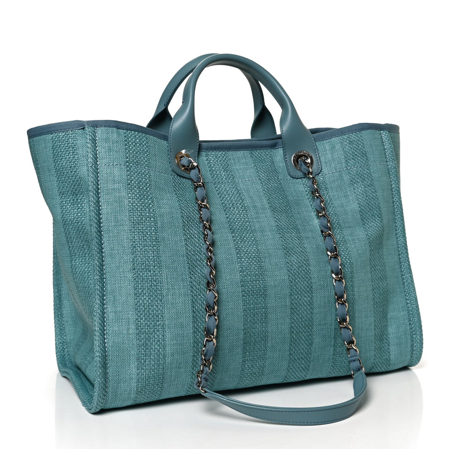 Mixed Fibers Striped Medium Deauville Tote Blue
