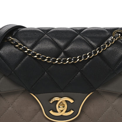 Chanel Lambskin Quilted Tri-Color Small Double Flap Black Taupe Brown 8 of 10