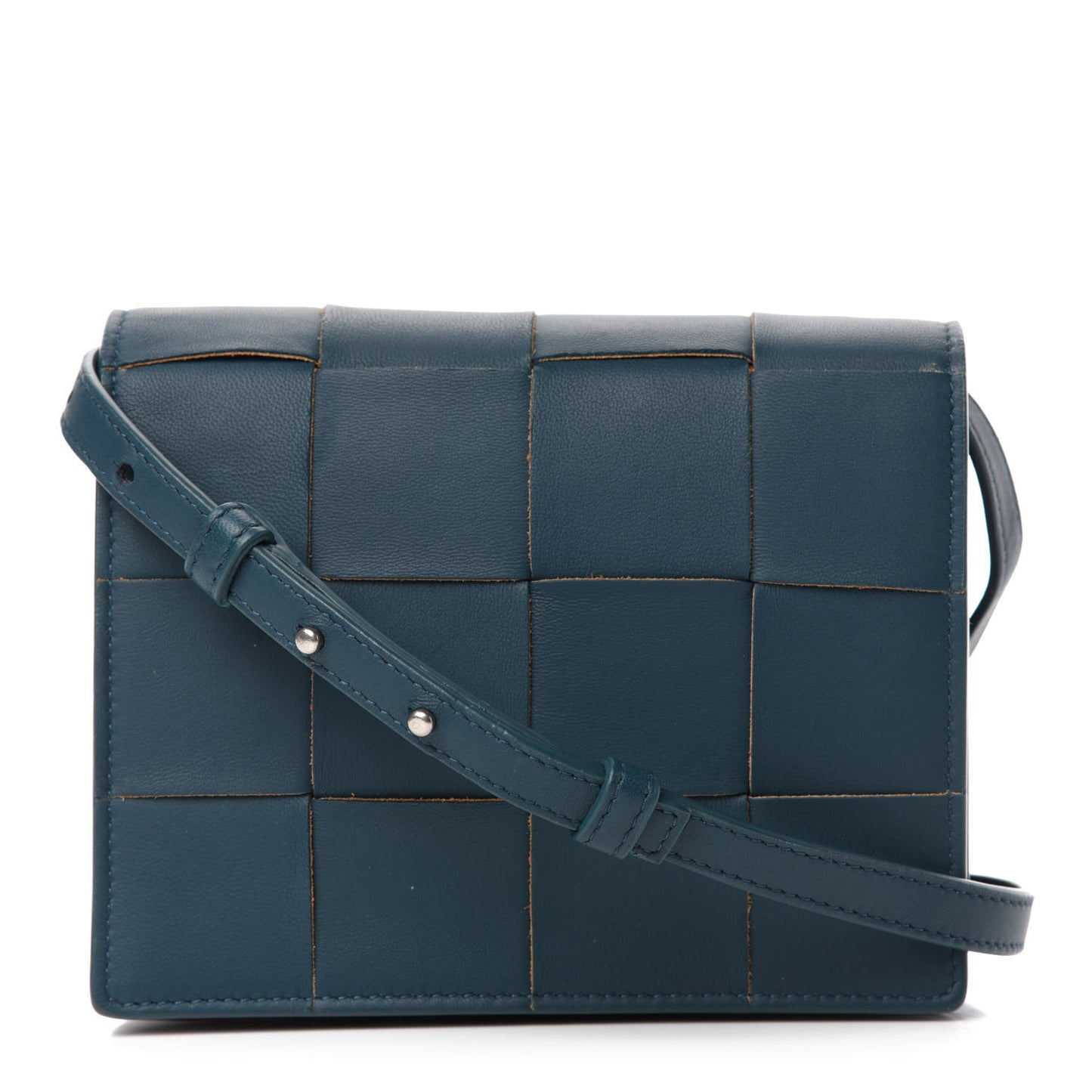 Lambskin Maxi Intrecciato Mini Cassette Crossbody Bag Petrol Blue