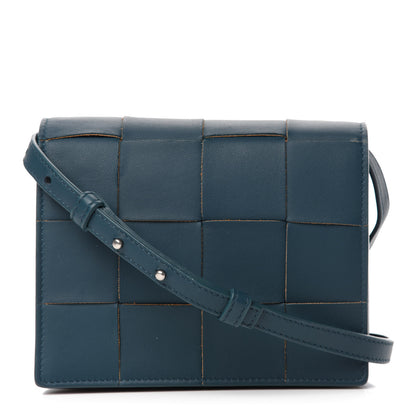 Bottega Veneta Lambskin Maxi Intrecciato Mini Cassette Crossbody Bag Petrol Blue 1 of 9