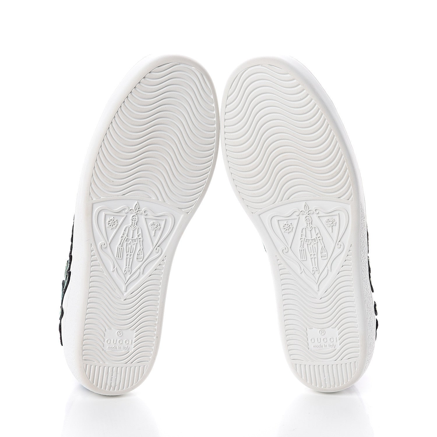 Gucci Calfskin Web Floral Embroidered Womens Ace Sneakers 37 White 5 of 7