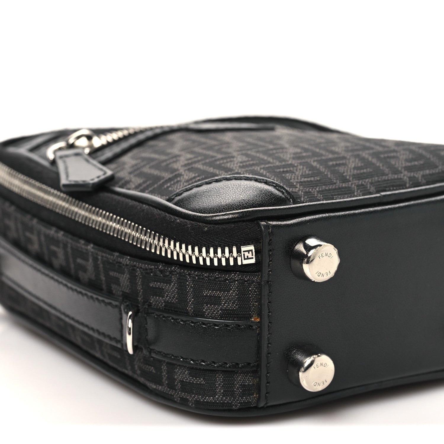 Fendi Recycled Fabric Jacquard Vitello Astro Micro FF Mini Trolley Bag Asfalto Black 8 of 9