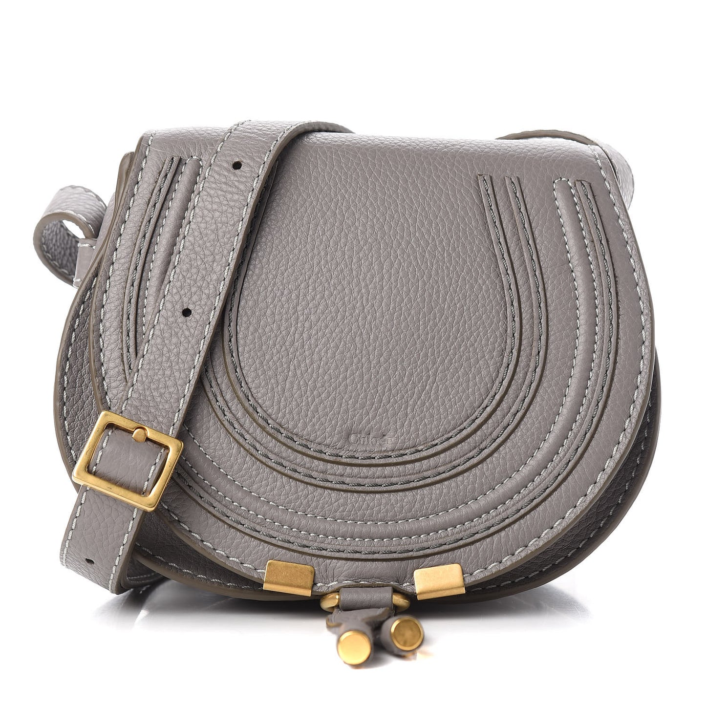 Calfskin Mini Marcie Round Crossbody Bag Cashmere Grey