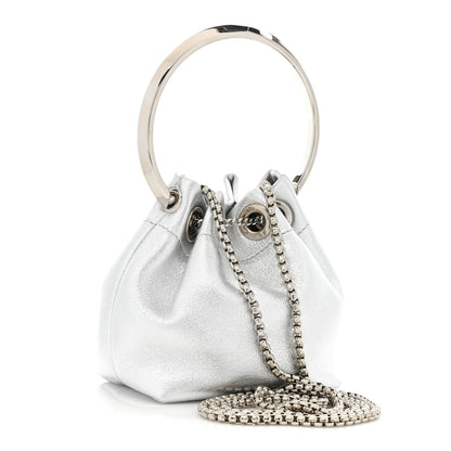 Jimmy Choo Metallic Lambskin Micro Bon Bon Bag Silver 3 of 8