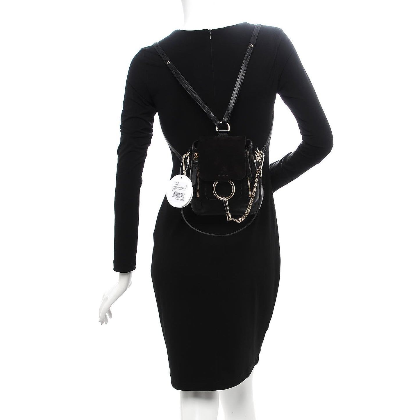 Suede Calfskin Mini Faye Backpack Black