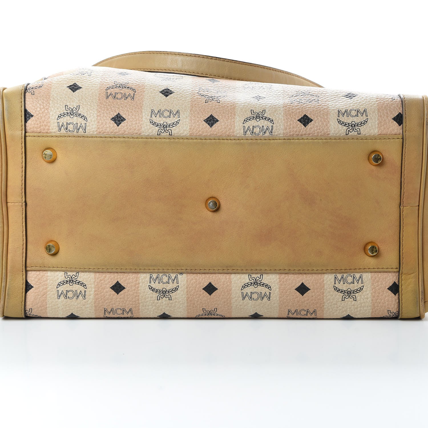 MCM Striped Visetos Shopping Tote Beige 17 of 19