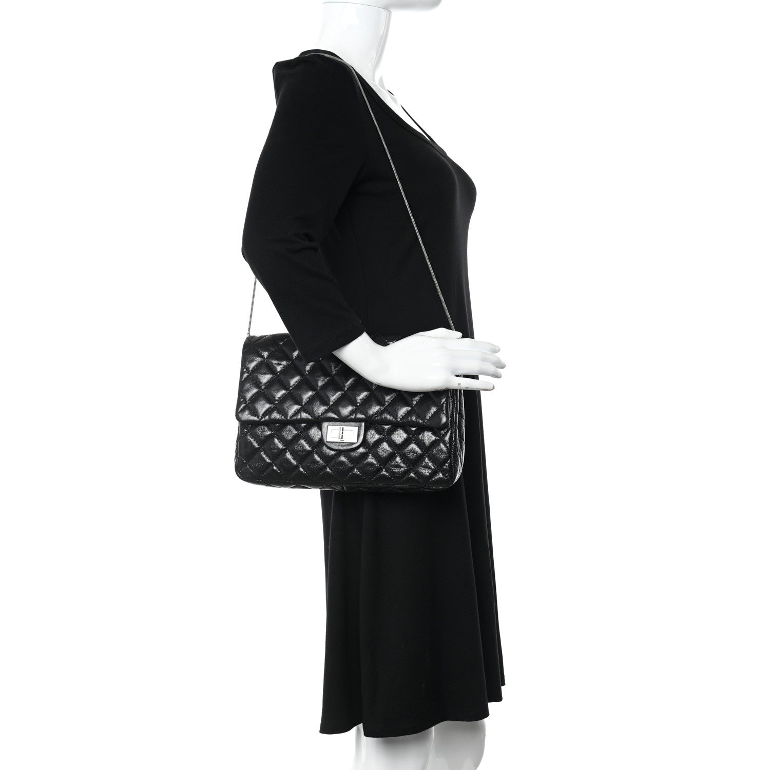 Chanel Iridescent Lambskin Quilted Snake Chain 2.55 Reissue Flap Black 2 of 11