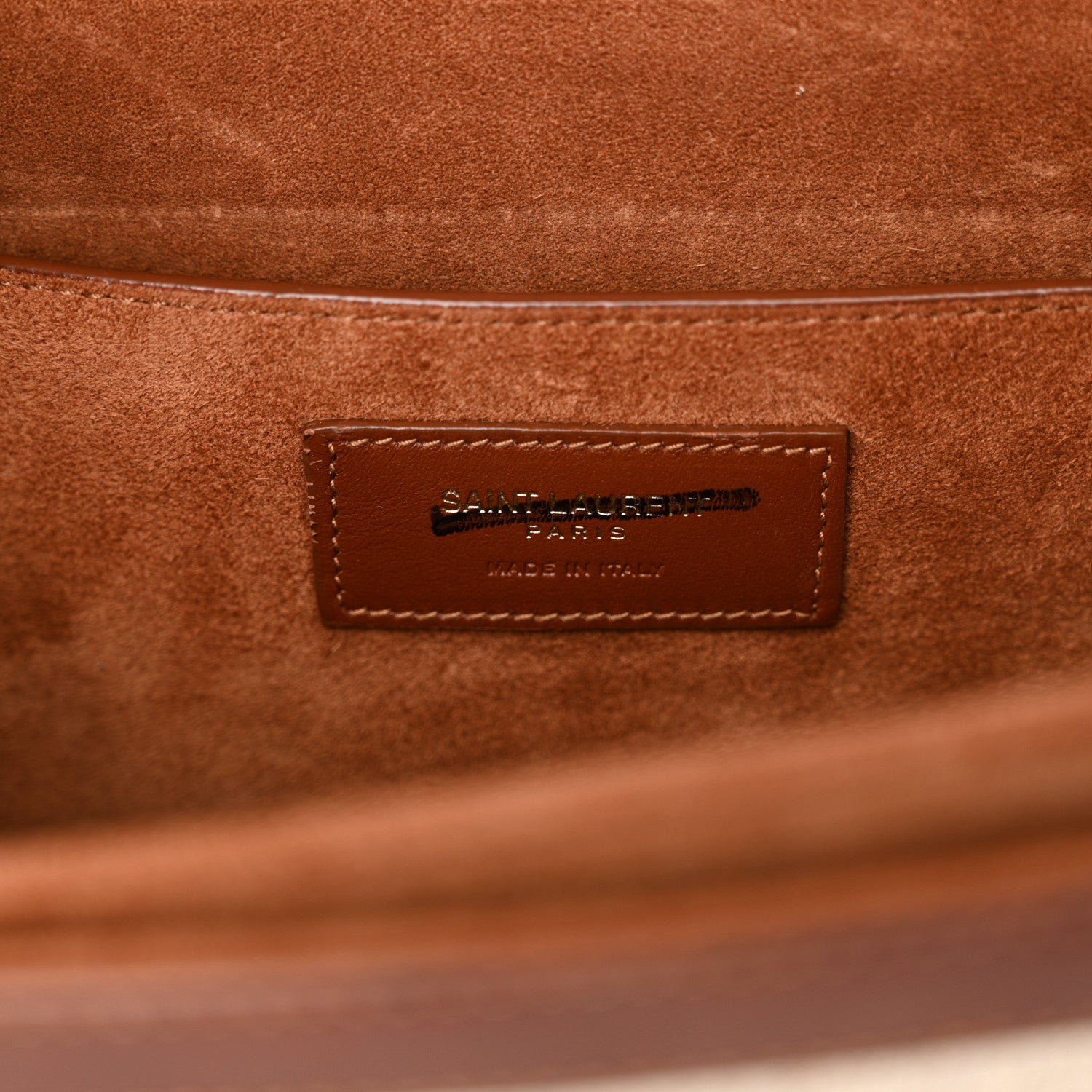 Saint Laurent Linen Calfskin Medium Bellechasse Beige Cognac 6 of 15