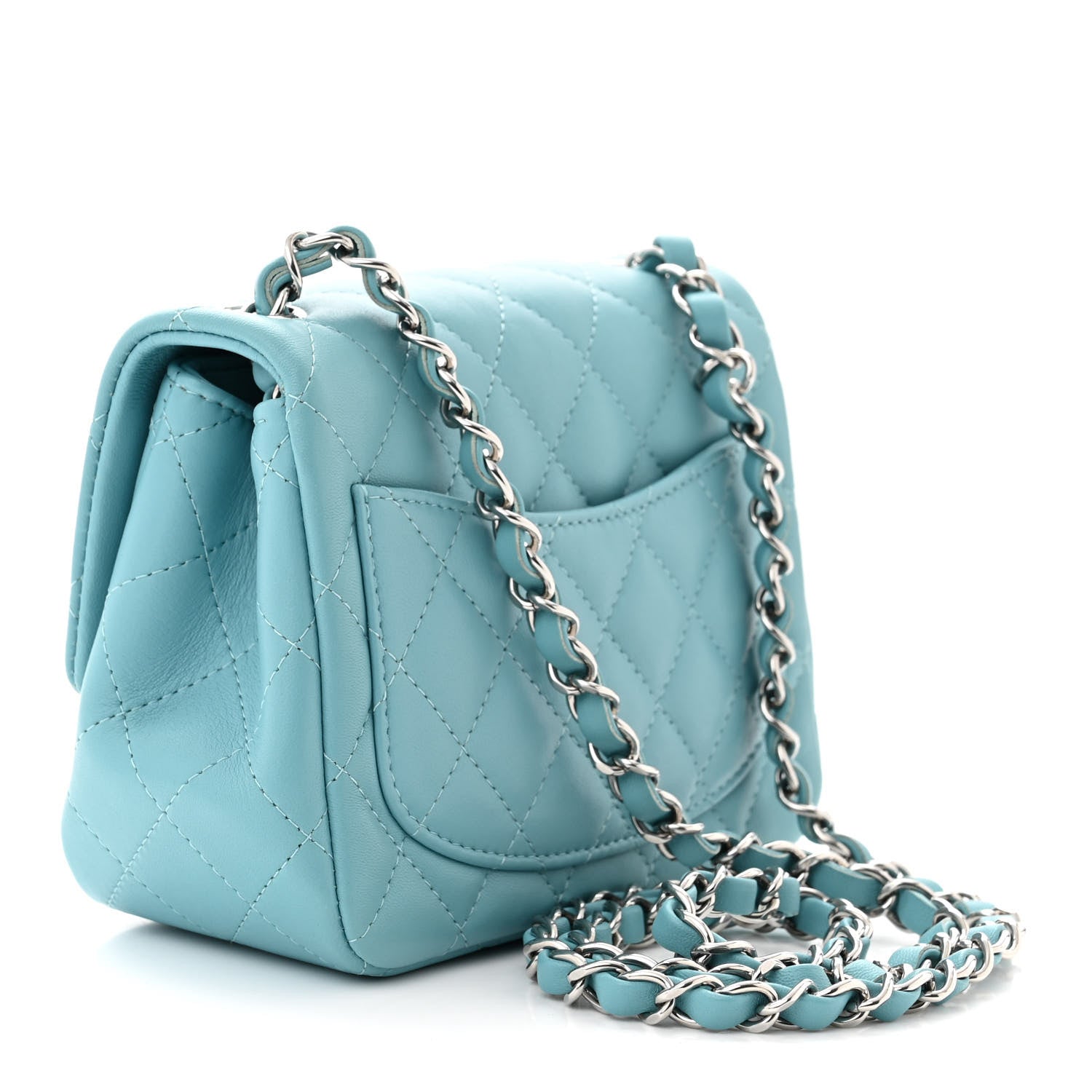 Chanel Lambskin Quilted Mini Square Flap Light Blue 3 of 11