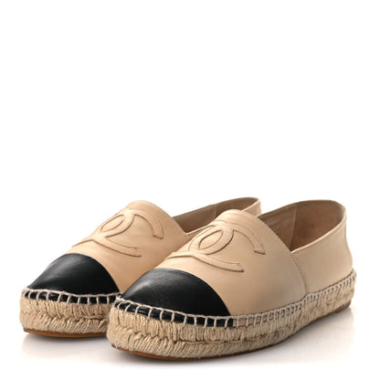 Chanel Lambskin CC Espadrilles 40 Beige Black 4 of 14