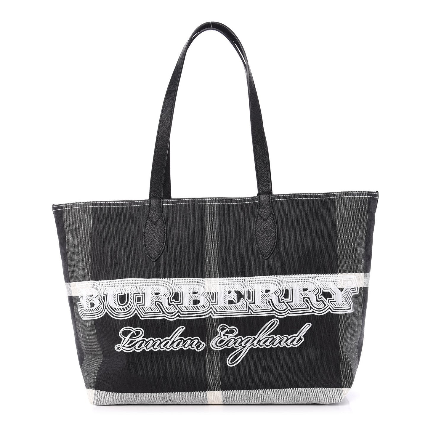 Coated Canvas Mega Check Medium Doodle Tote Black White
