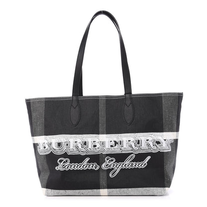 Burberry Coated Canvas Mega Check Medium Doodle Tote Black White 1 of 10