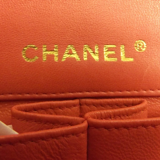 Lambskin East West Chocolate Bar Classic Flap Red
