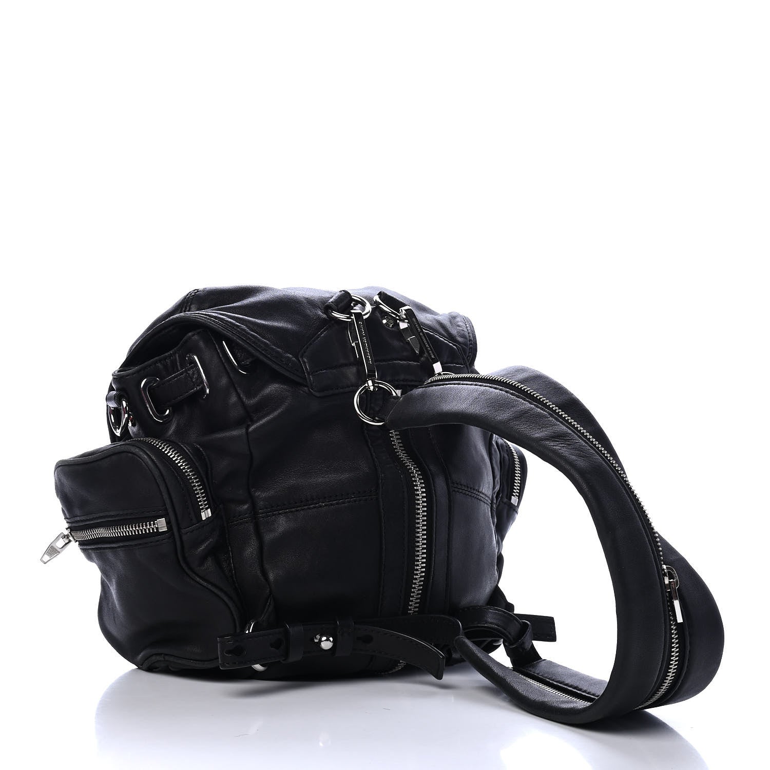 Alexander Wang Lambskin Marti Backpack Bag Washed Black Rhodium Hardware 3 of 4