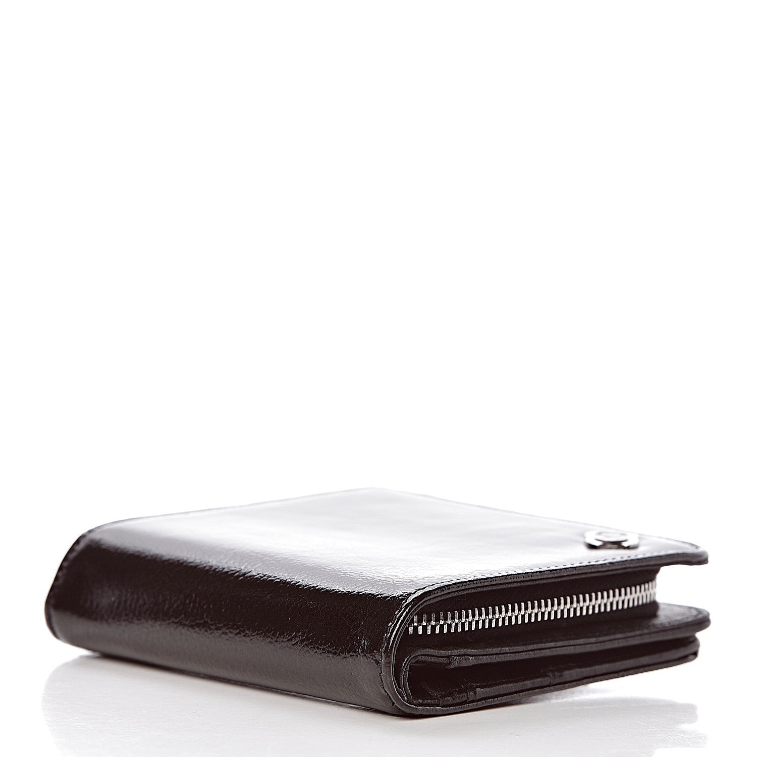 Chanel Patent Goatskin Compact French Wallet Brown 4 of 10