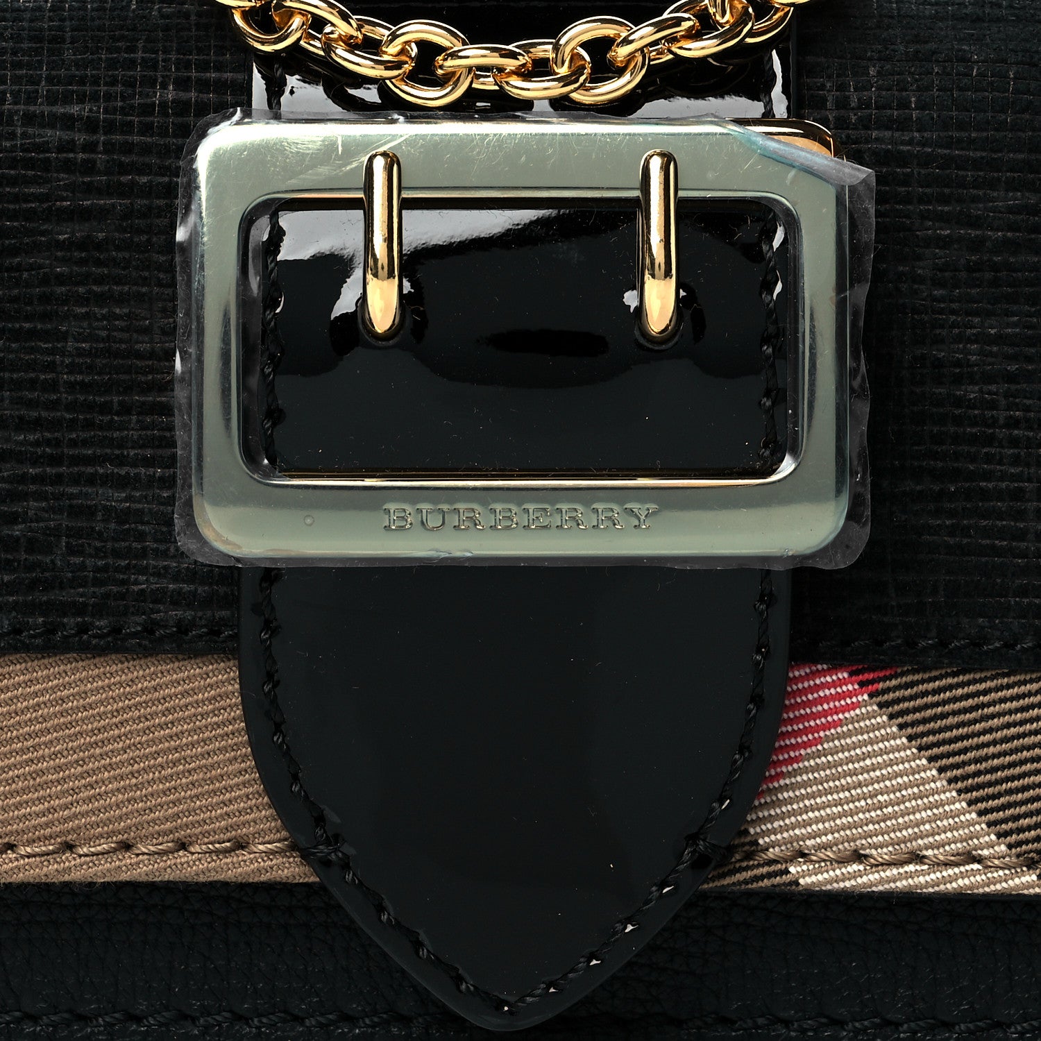 Burberry House Check Calfskin Mini Buckle Phone Crossbody Bag Black 6 of 8