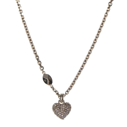Christian Dior Metal Crystal Logo Heart Pendant Necklace Gold 1 of 6