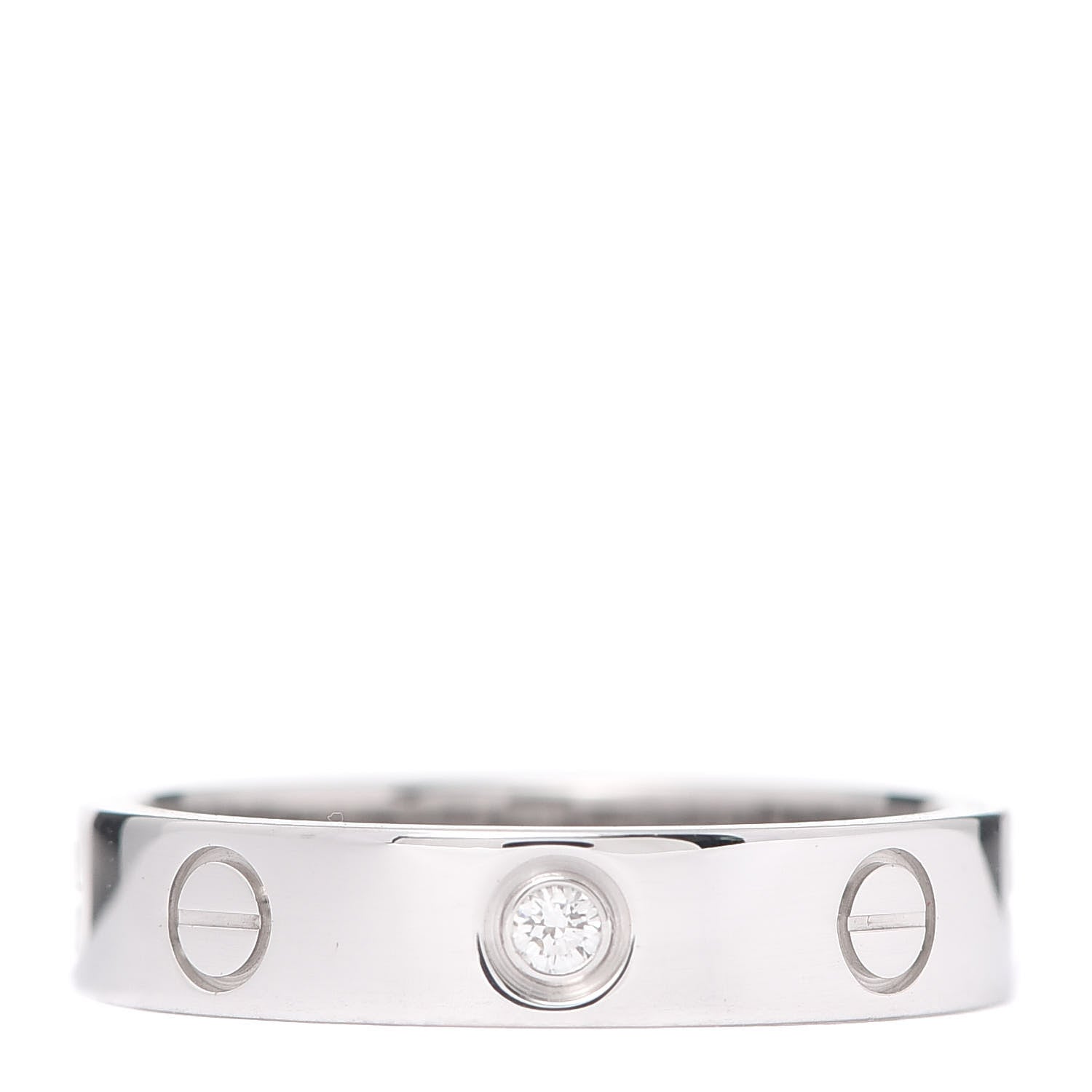 Cartier 18K White Gold Diamond 4mm LOVE Wedding Band Ring 51 5.75 1 of 5