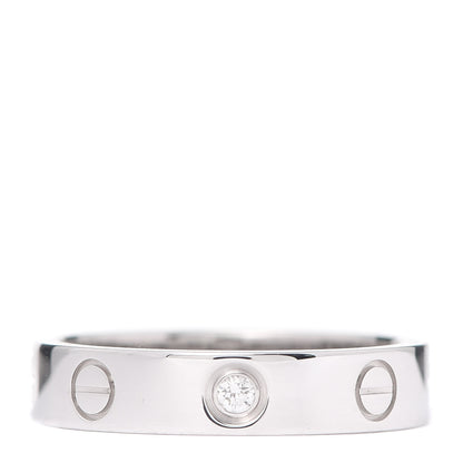 Cartier 18K White Gold Diamond 4mm LOVE Wedding Band Ring 51 5.75 1 of 5