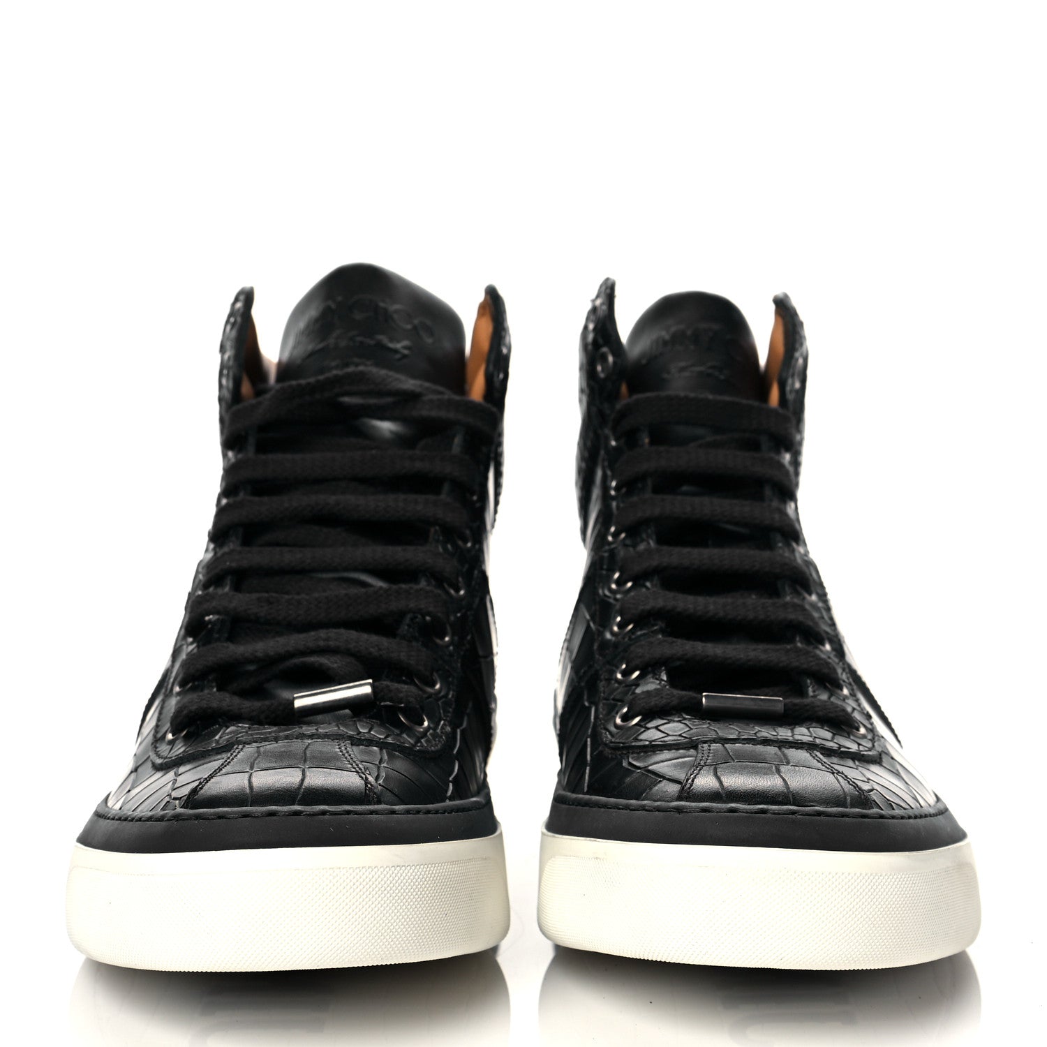 Jimmy Choo Calfskin Crocodile Emboossed Mens High Top Sneaker 42 Blue 2 of 8