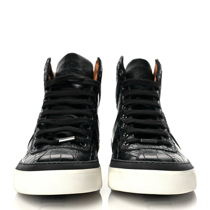 Jimmy Choo Calfskin Crocodile Emboossed Mens High Top Sneaker 42 Blue 2 of 8