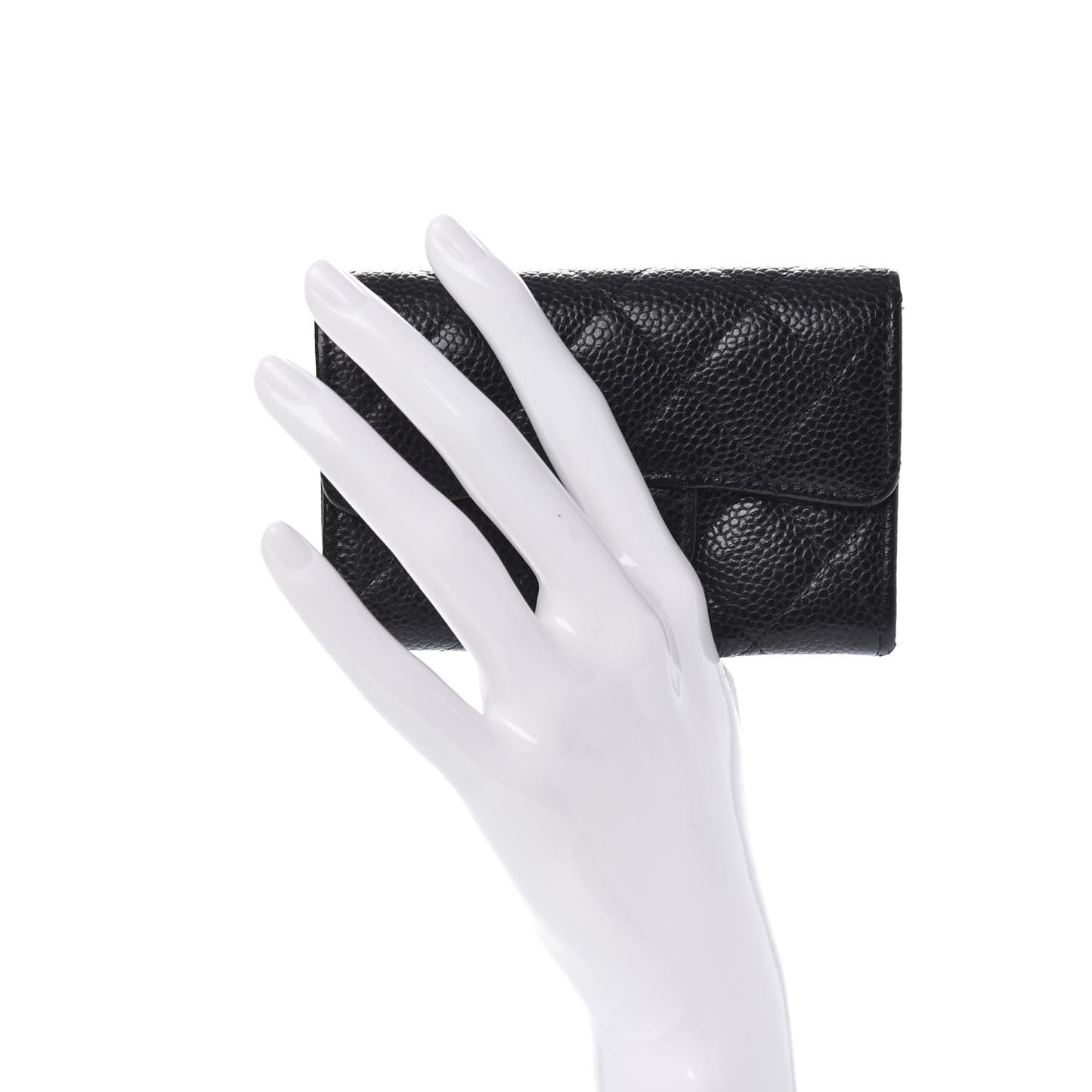 Caviar Quilted Flap Card Holder Black
