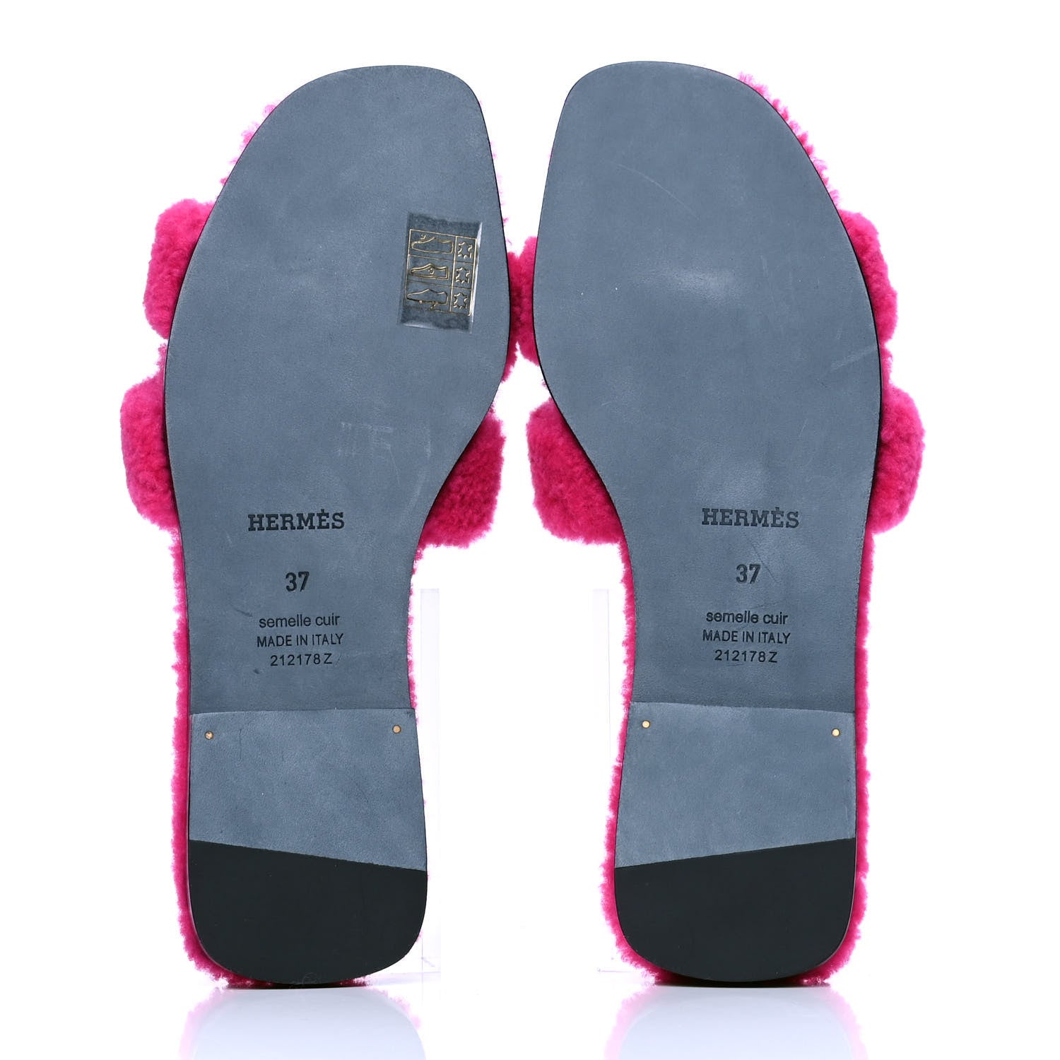Hermes Woolskin Oran Sandals 37 Rose Fuchsia 4 of 4