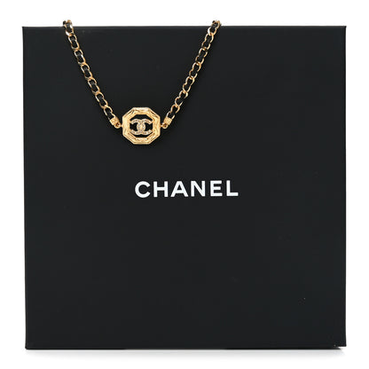 Chanel Metal Calfskin Crystal Chain CC Choker Necklace Black Gold 6 of 6