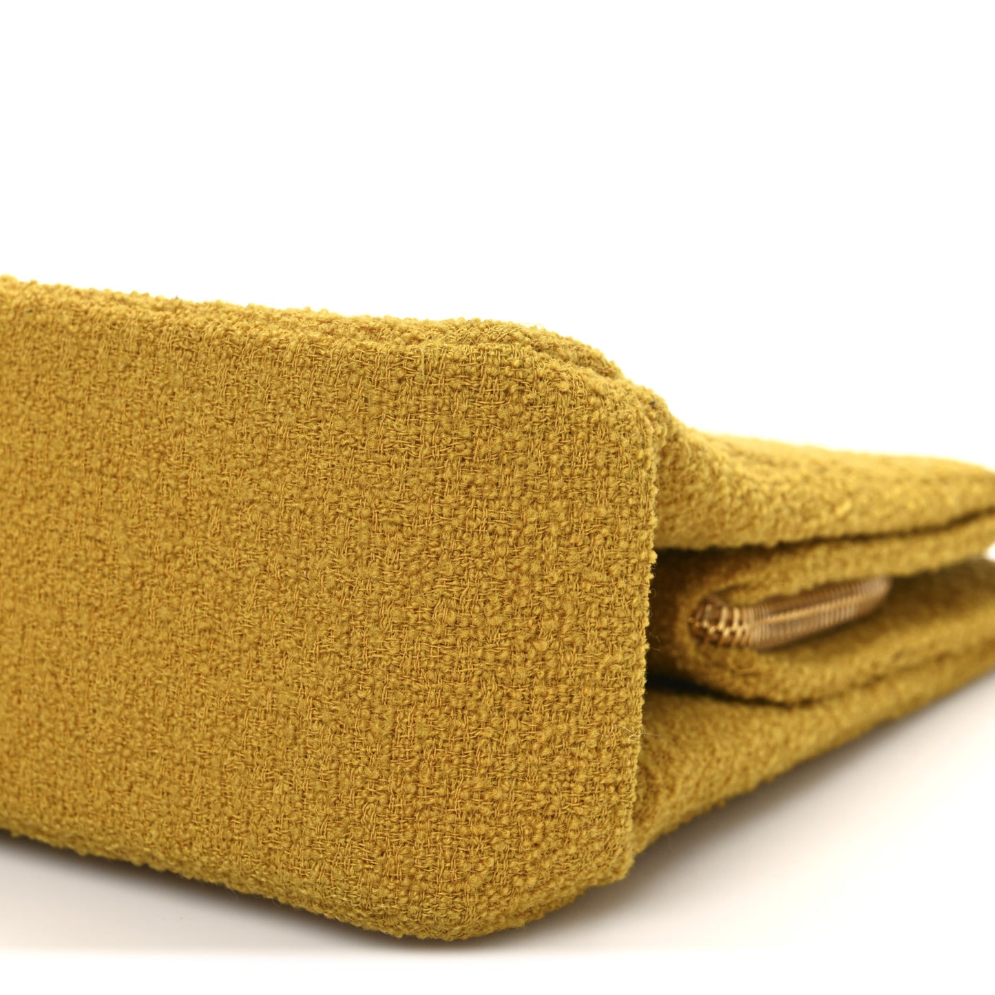 Tweed Chevron Bijoux Chain Shoulder Bag Yellow